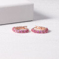 wholesale 925 sterling silver plated with 18k gold, pink sapphire, trendy and stylish circular hoop earrings in European and American fashion influencer style-0-2