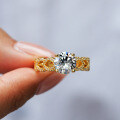 18K Gold Plated S925 Sterling Silver D Color Moissanite Classic Four-Claw Group Setting Ring Factory Direct-0-2