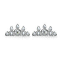 wholesale 925 Silver Crown Ring Zircon Earrings European and American Necklace Jewelry Set 3-Piece-Earrings TLED134 925 silver