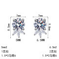 S925 Silver Four-Prong Marquise Moissanite Stud Earrings, Simple Cute Daily Wear-0-3