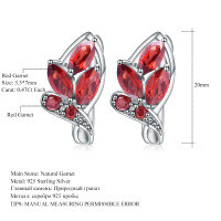 wholesale S925 Silver New Light Luxury Natural Garnet Earrings, Designed with a High-End Feel, Gemstone Stud Earrings-Natural garnet &gt;925 silver