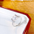 wholesale S925 Sterling Silver Natural Freshwater Pearl Butterfly Ring for Women, Small Batch Design, Luxury High-End European and American Style Pinky Ring-0-2