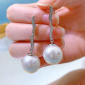 wholesale S925 silver jewelry trendy precision-set 14mm pearl shell bead earrings,-0-3