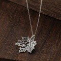 wholesale Metal material: 925 Sterling Silver Vintage antique sterling silver maple leaf necklace trendy fashion ins literary style leaf pendant necklace-0-3