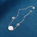 wholesale S925 Sterling Silver Mother-of-Pearl Fortune Token Coin Beaded Bracelet for Women, Ins Niche Design, National Trend Luxury with High-End Aesthetic-0-3
