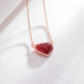 wholesale S925 Sterling Silver Red Heart Necklace, Minimalist Small Red Heart Pendant Peach Heart Accessory Collarbone Chain for Women-0-2