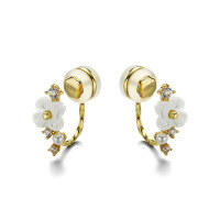 wholesale 925 Sterling Metal Dunli Jewelry Ins Summer Shell Flower U-shaped Ear Clip Pearl Minimalist Earrings Source Manufacturer-Shell Flower Pearl Earrings 925 Silver
