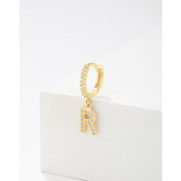 wholesale 925 Sterling Silver Amazon Cross-border Single Alphabet Earrings for Women, Fashion Hoop Ear Cuff, Versatile Ear Accessories-single>925 silver