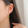 wholesale S925 Sterling Silver Red Elk All-Over Body Natural Chalcedony Gourd Earrings, Chinese Classical Elegance Jade Hook Drop Earrings for Women, Versatile-0-4