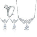 wholesale 925 Sterling Silver Crown Ring Earrings Necklace Jewelry Set-0-0