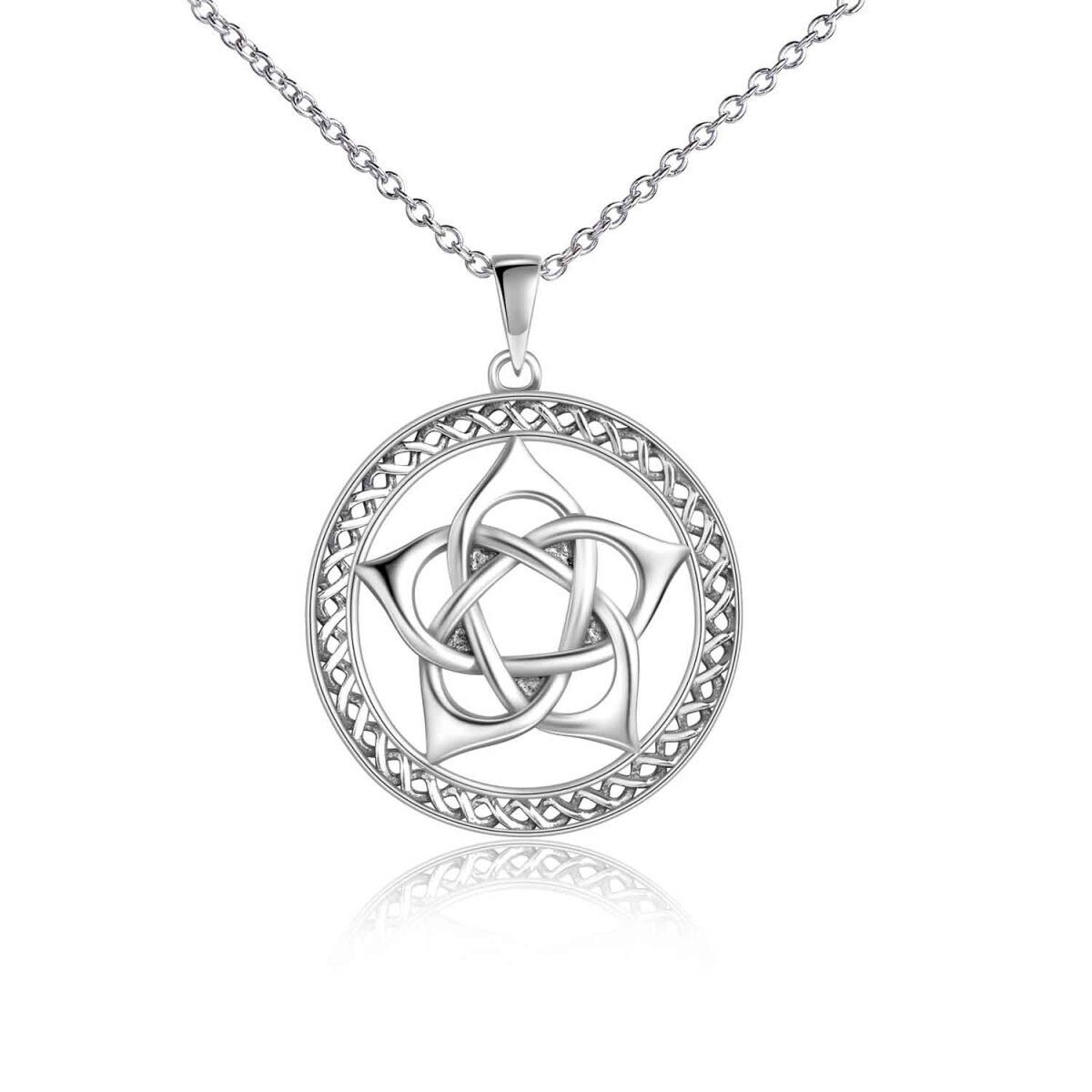 Sterling Silver Pentagram Pendant Necklace-1