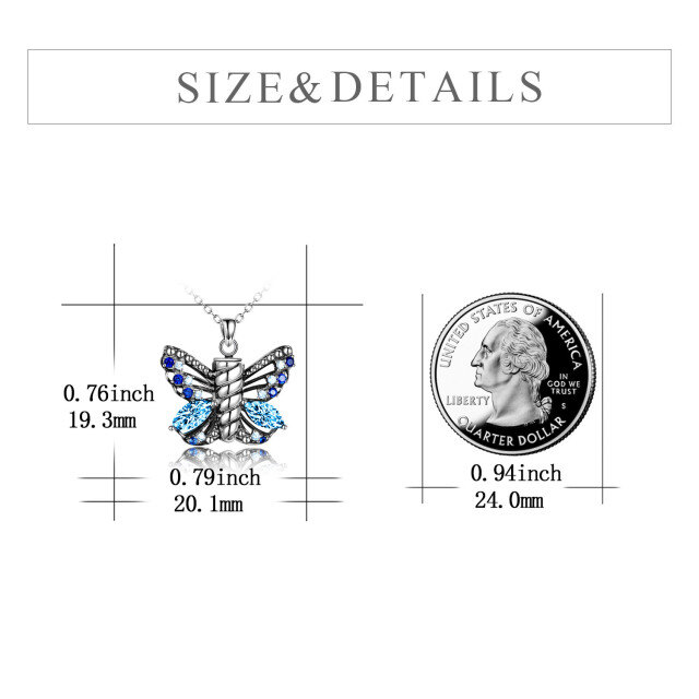 Sterling Silver Cubic Zirconia Butterfly Urn Necklace for Ashes-4