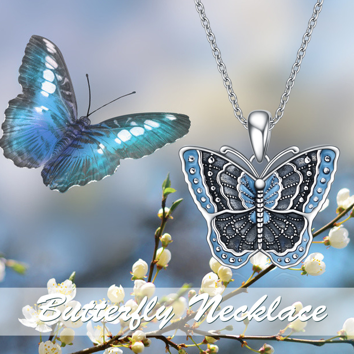 Sterling Silber Schmetterling & Personalisierte Foto Personalisierte Foto Medaillon Halske-5