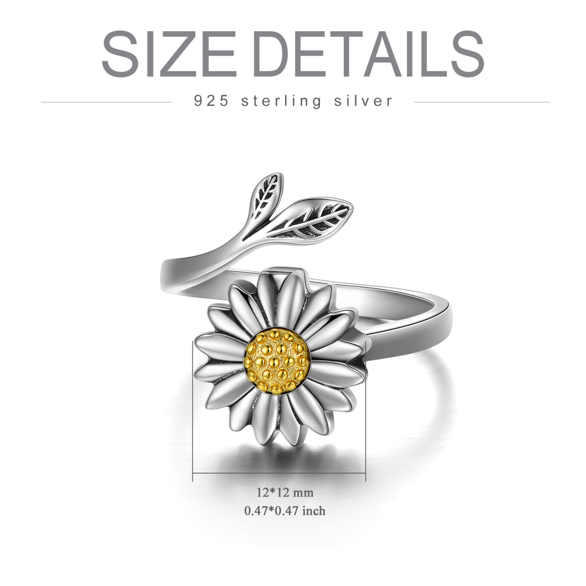 Sterling Silver Two-tone Daisy Urn Ring-7