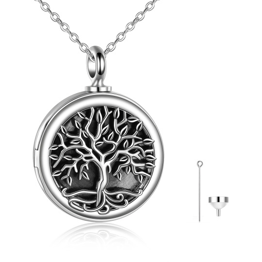 Collana con urna per ceneri in argento Sterling Vintage Tree Of Life con catena a cavo