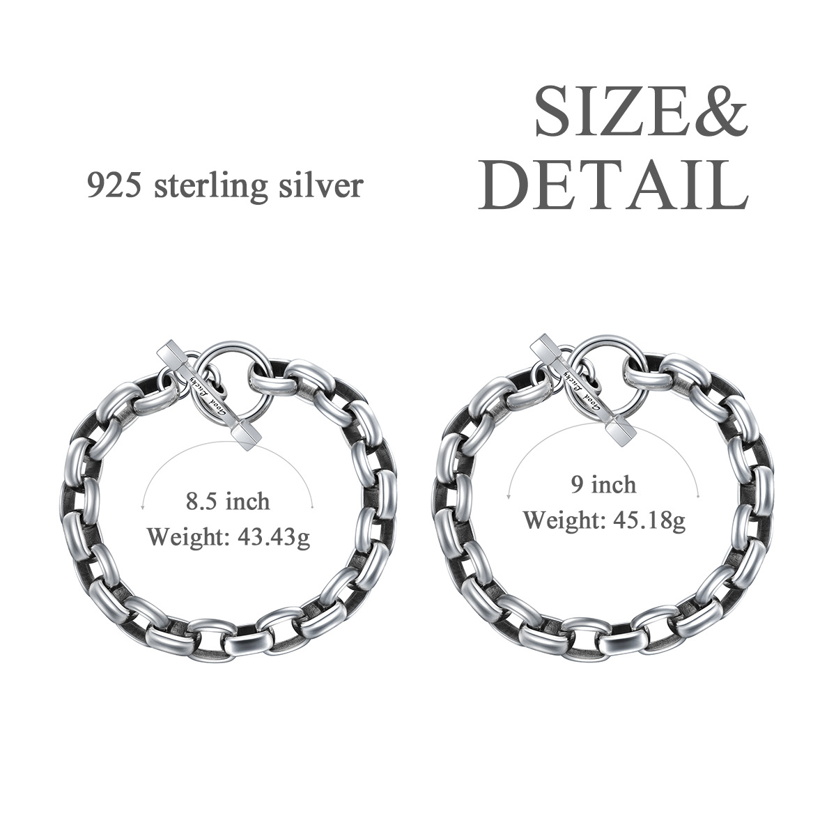 Sterling Silver Identification Bracelet with Engraved Word for Men-6