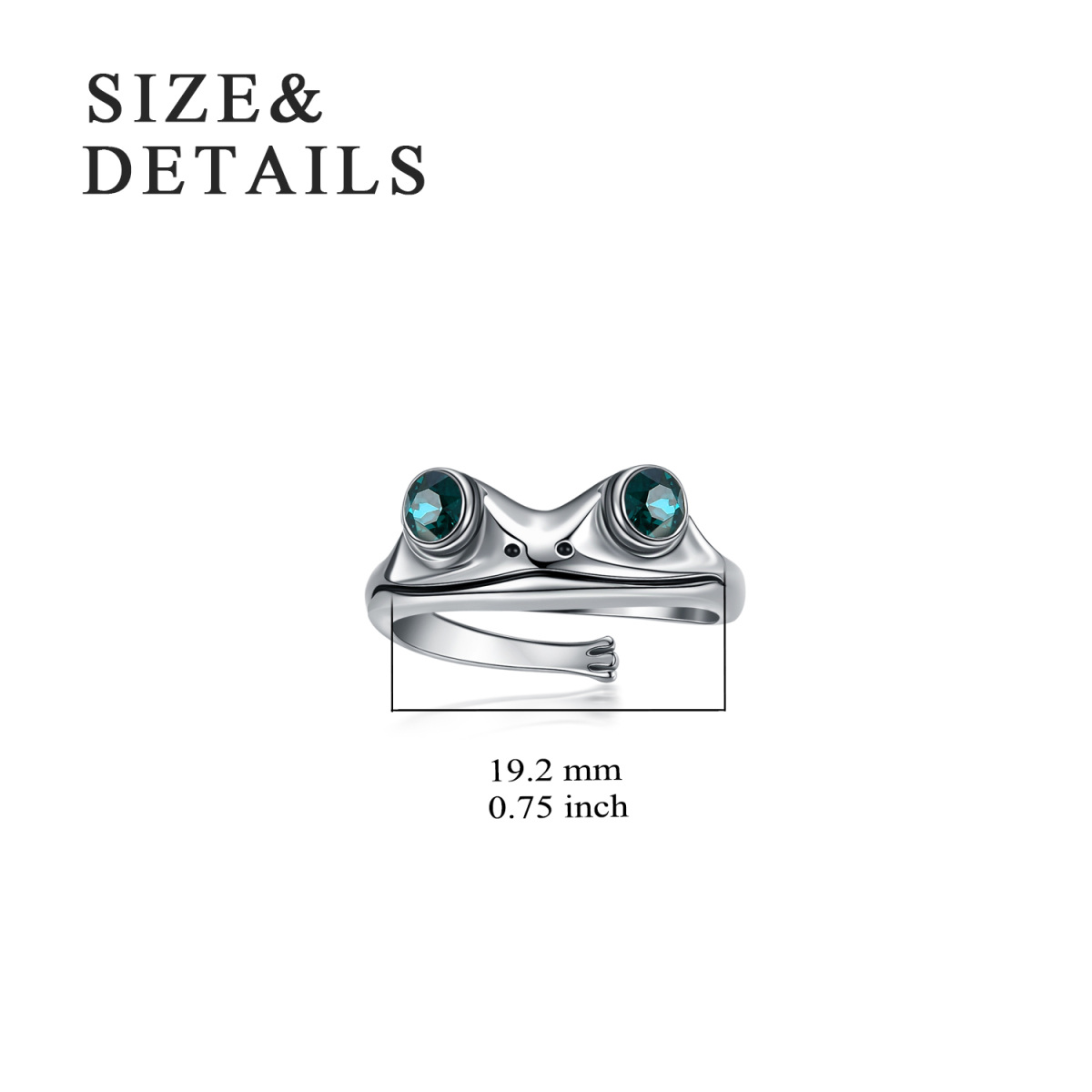 Sterling Silver Circular Shaped Crystal Frog Open Ring-6