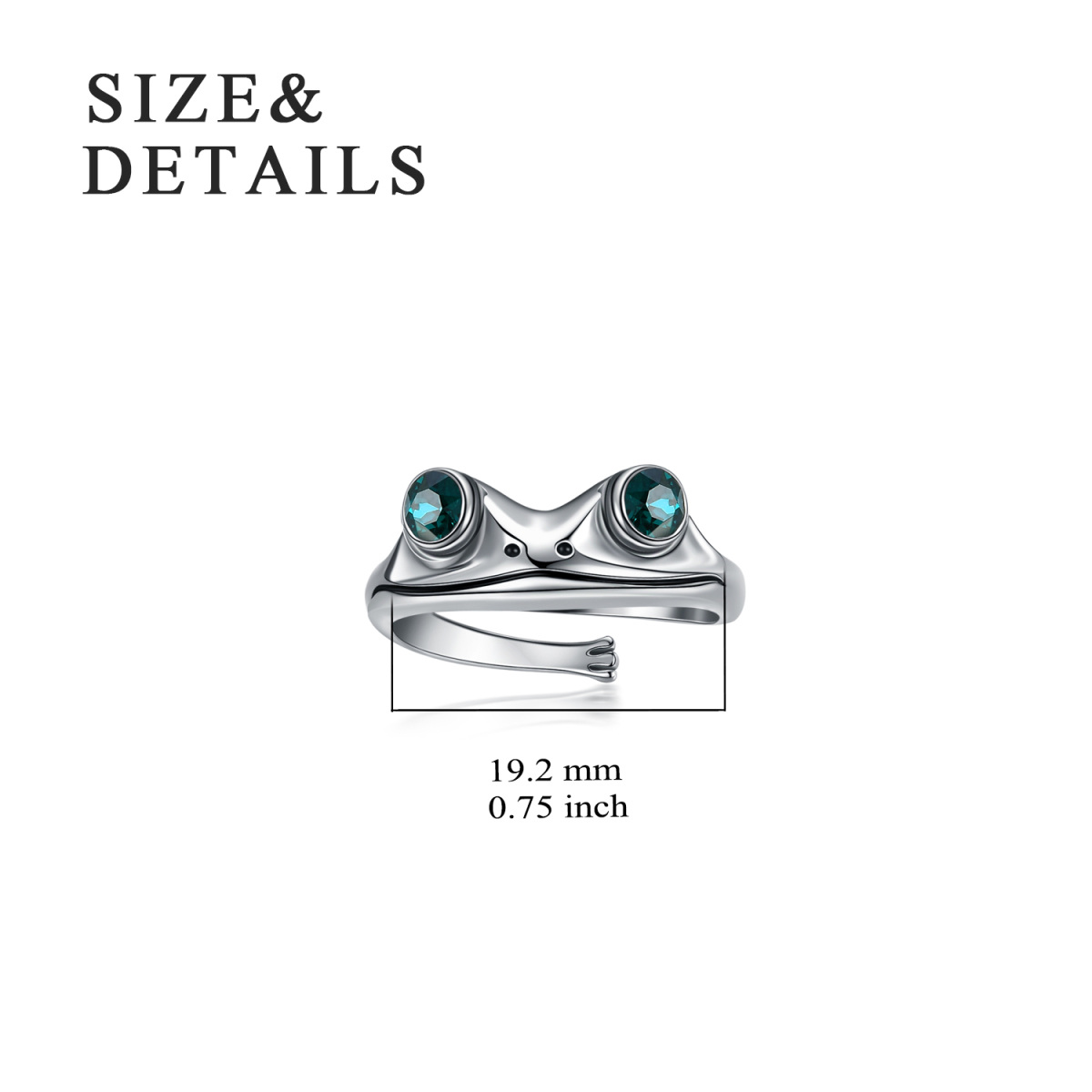 Bague ouverte en argent sterling avec grenouille en cristal de forme circulaire-6