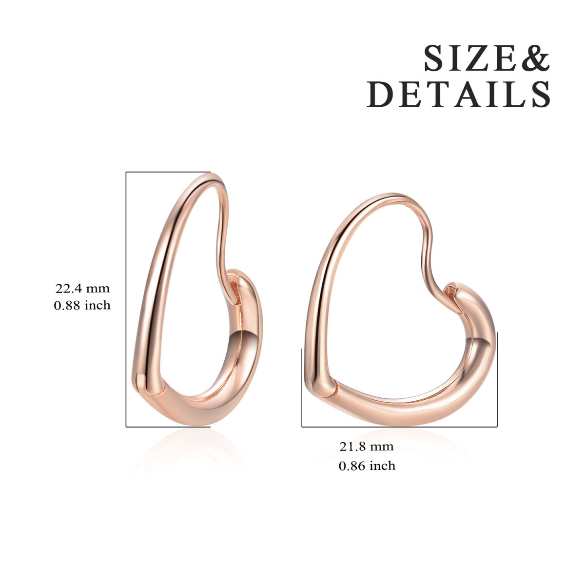 Sterling Silver with Rose Gold Plated Heart Hoop Earrings-5