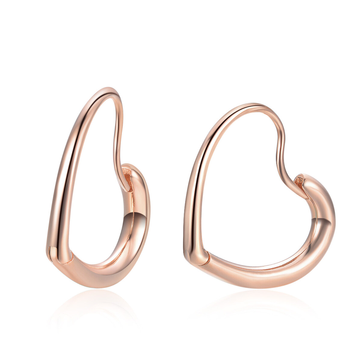 Sterling Silver with Rose Gold Plated Heart Hoop Earrings-1
