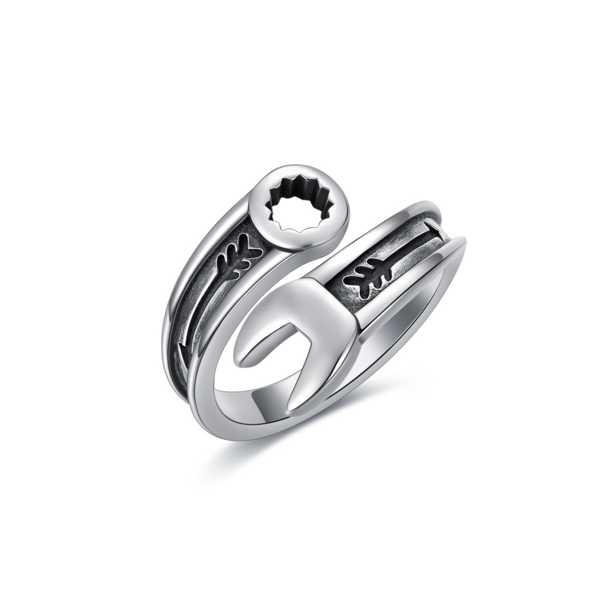 Sterling Silver Wrench Open Ring-1