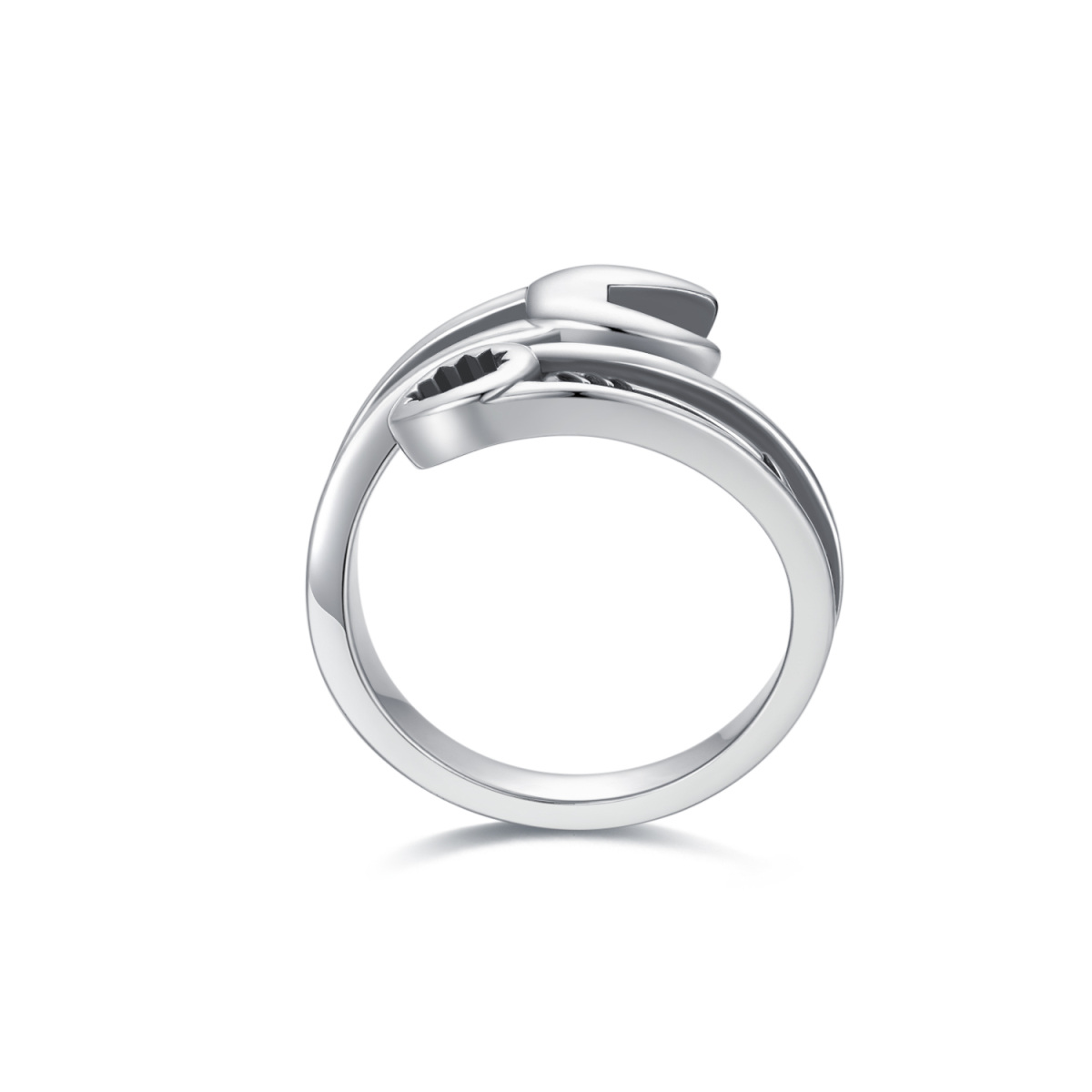 Bague ouverte en argent sterling avec clé à molette-4