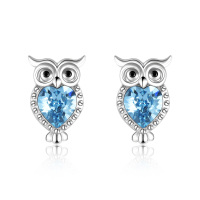 Sterling Silver Owl Crystal Stud Earrings For Women Lovers And Family