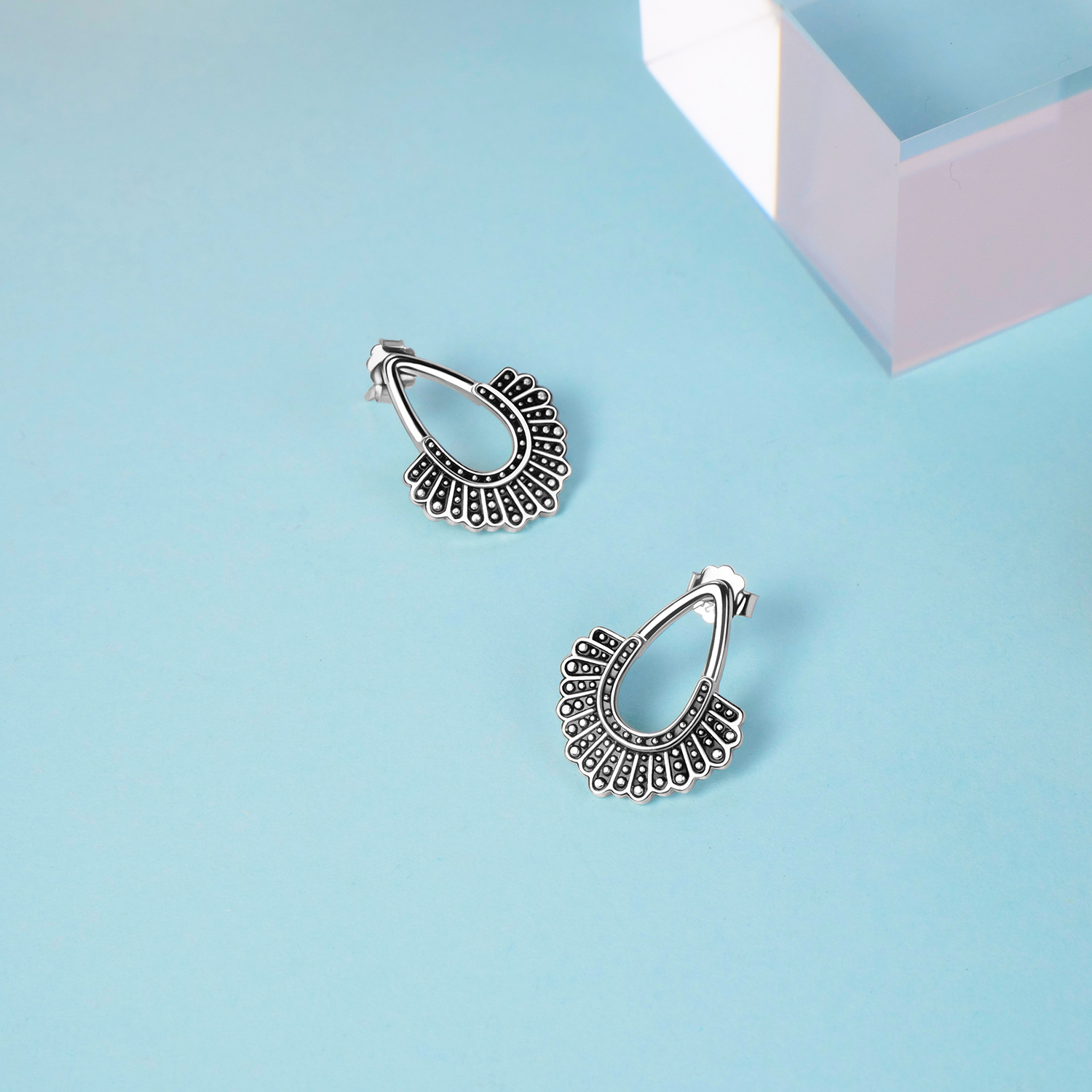 Bitone 925 Sterling Silver Drop/Stud Collar Earrings for Women