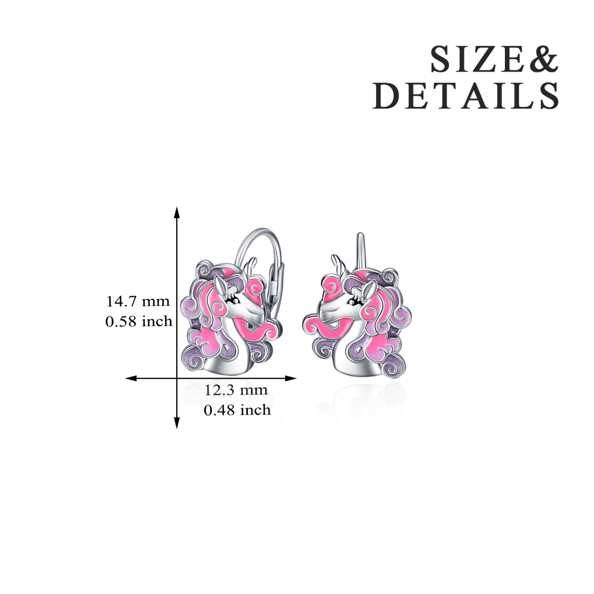 Sterling Silver Unicorn Lever-back Earrings-5