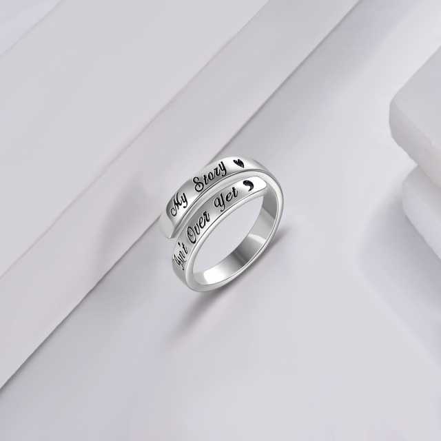 Sterling Silver Open Ring with Engraved Word-2