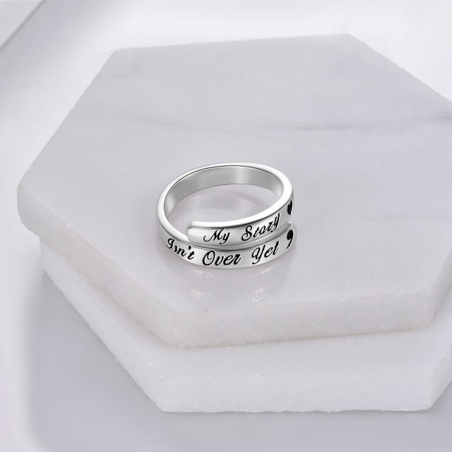 Sterling Silver Open Ring with Engraved Word-3
