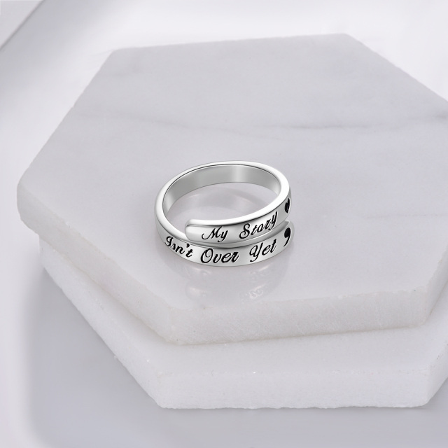 Sterling Silber Offener Ring mit eingraviertem Wort-3