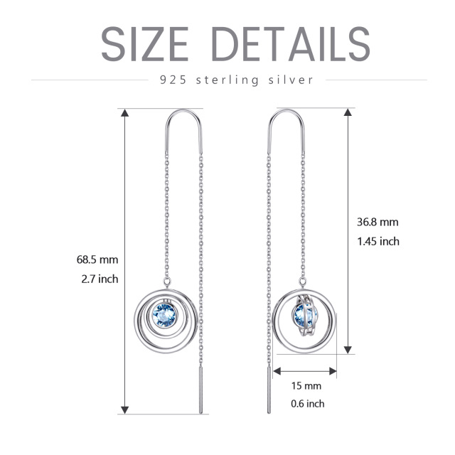 Sterling Silver Circular Shaped Crystal Round Drop Earrings-7