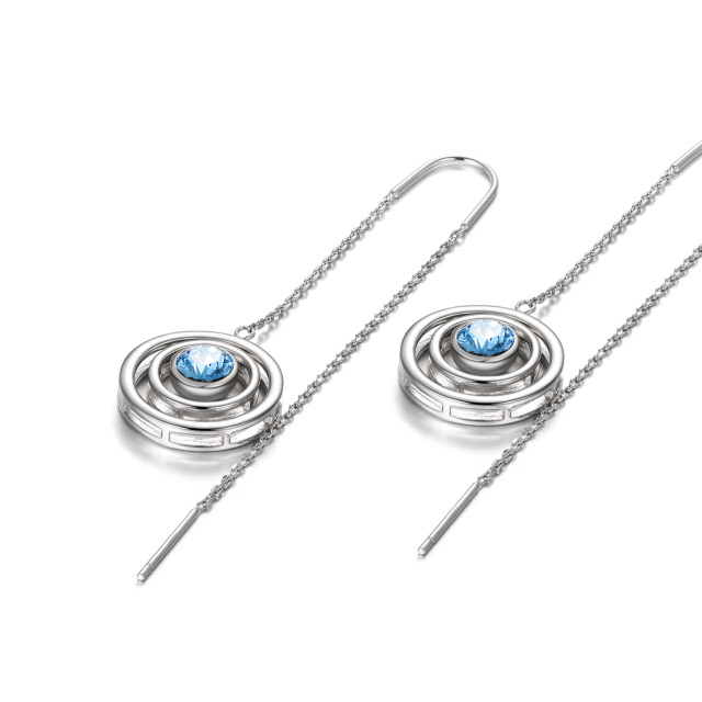 Boucles d'oreilles en argent sterling avec pendentifs en cristal de forme circulaire-0