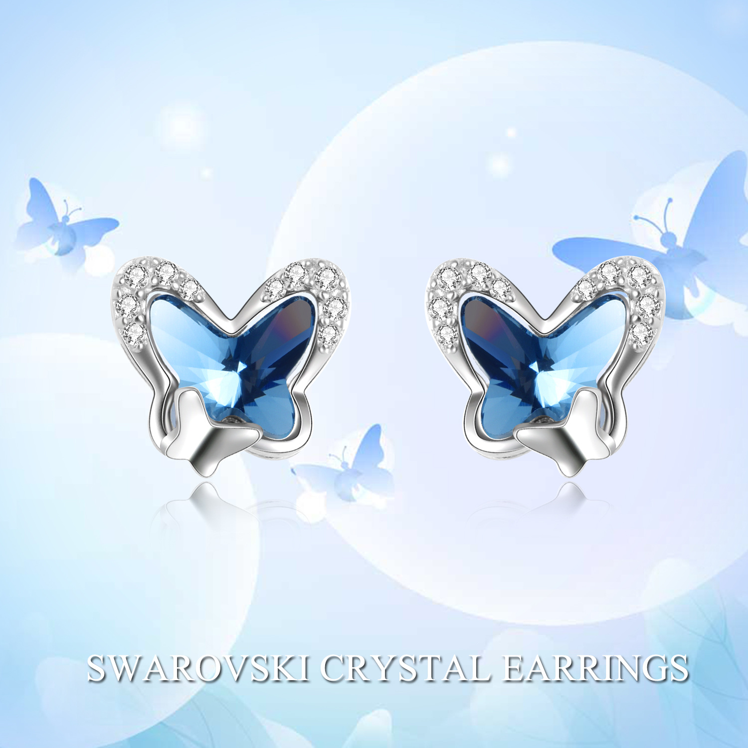 38d7595f14641624fcd27e29e58b3d88PYE03585 - 925 Sterling Silver Butterfly Stud Earrings Hypoallergenic Earring Fine Jewelry Gift for Women Girls