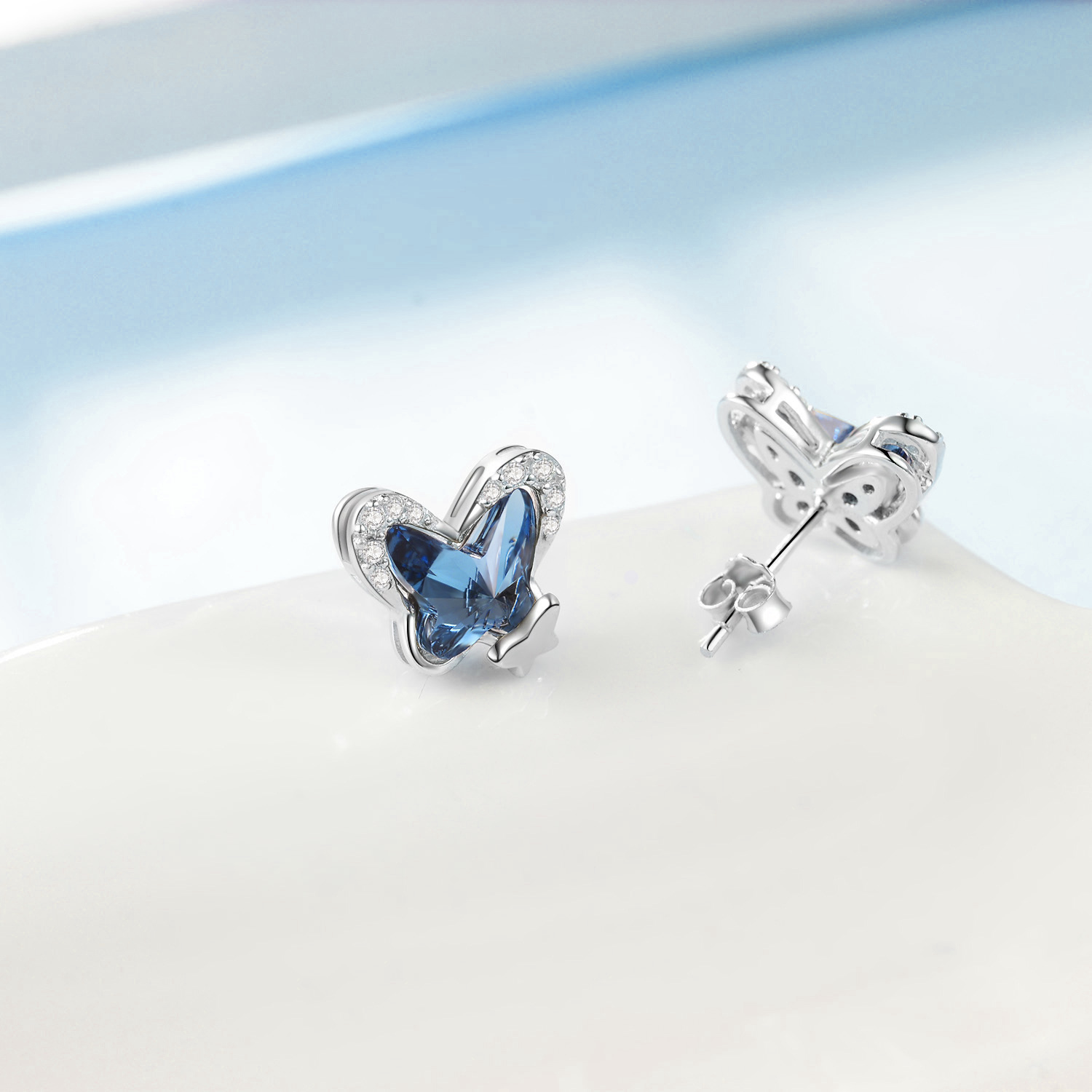 aec8b2609a25495d10fa256d07d3d736PYE03583 - 925 Sterling Silver Butterfly Stud Earrings Hypoallergenic Earring Fine Jewelry Gift for Women Girls