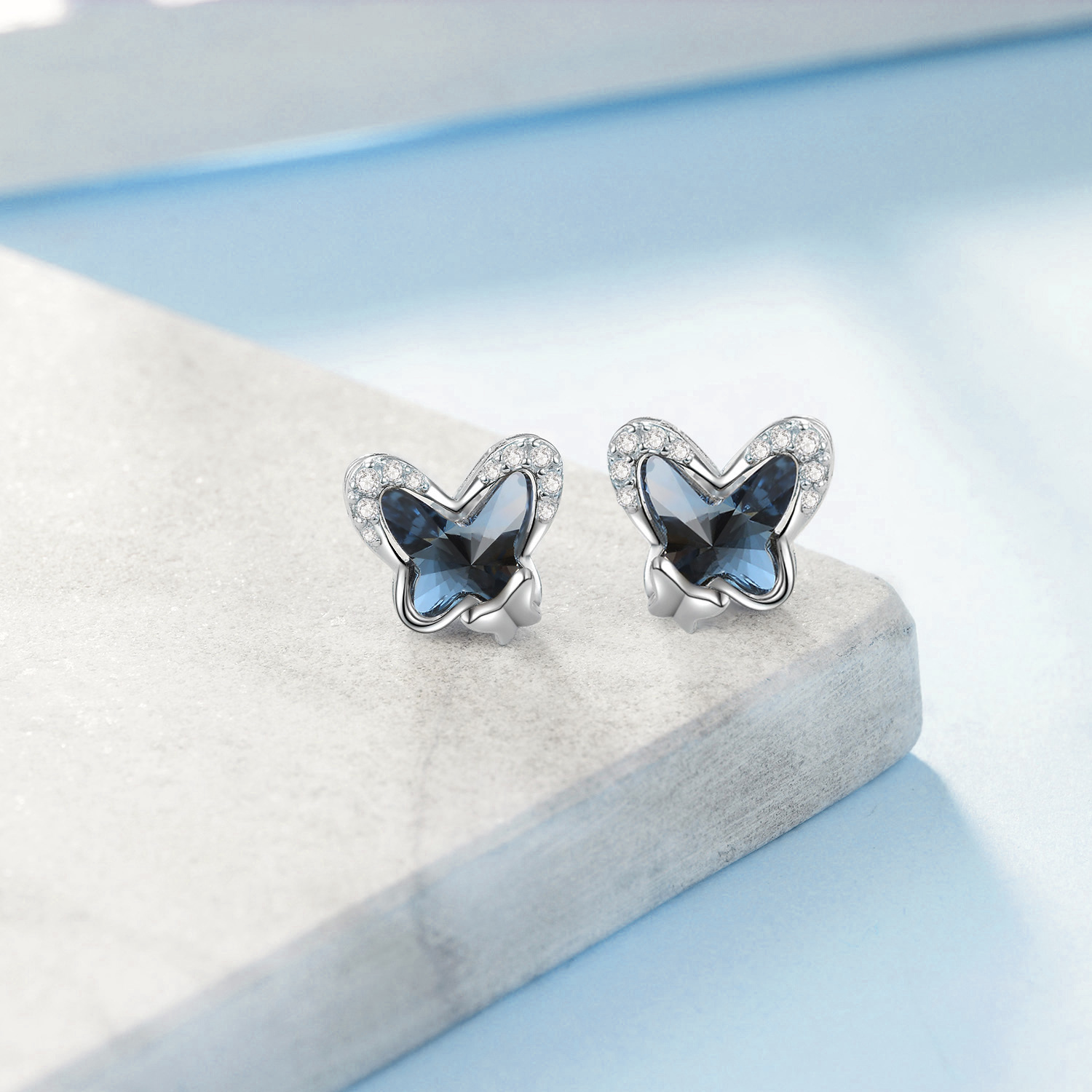 e7fbeabe3710785fda1f37850648ea49PYE03582 - 925 Sterling Silver Butterfly Stud Earrings Hypoallergenic Earring Fine Jewelry Gift for Women Girls