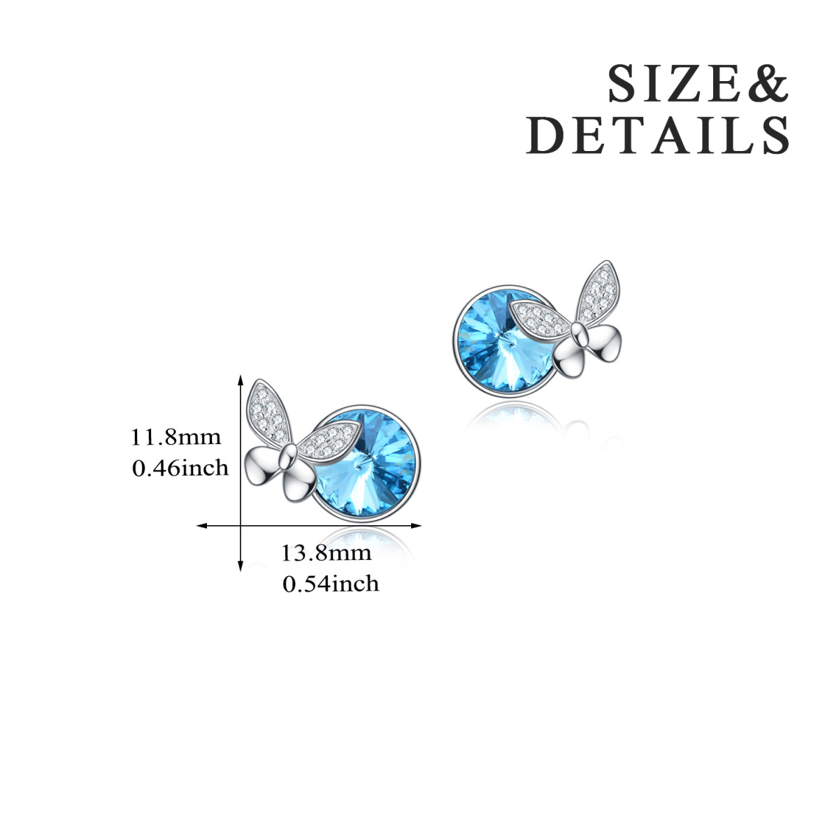 Pendientes de plata de ley con forma de mariposa de cristal-5