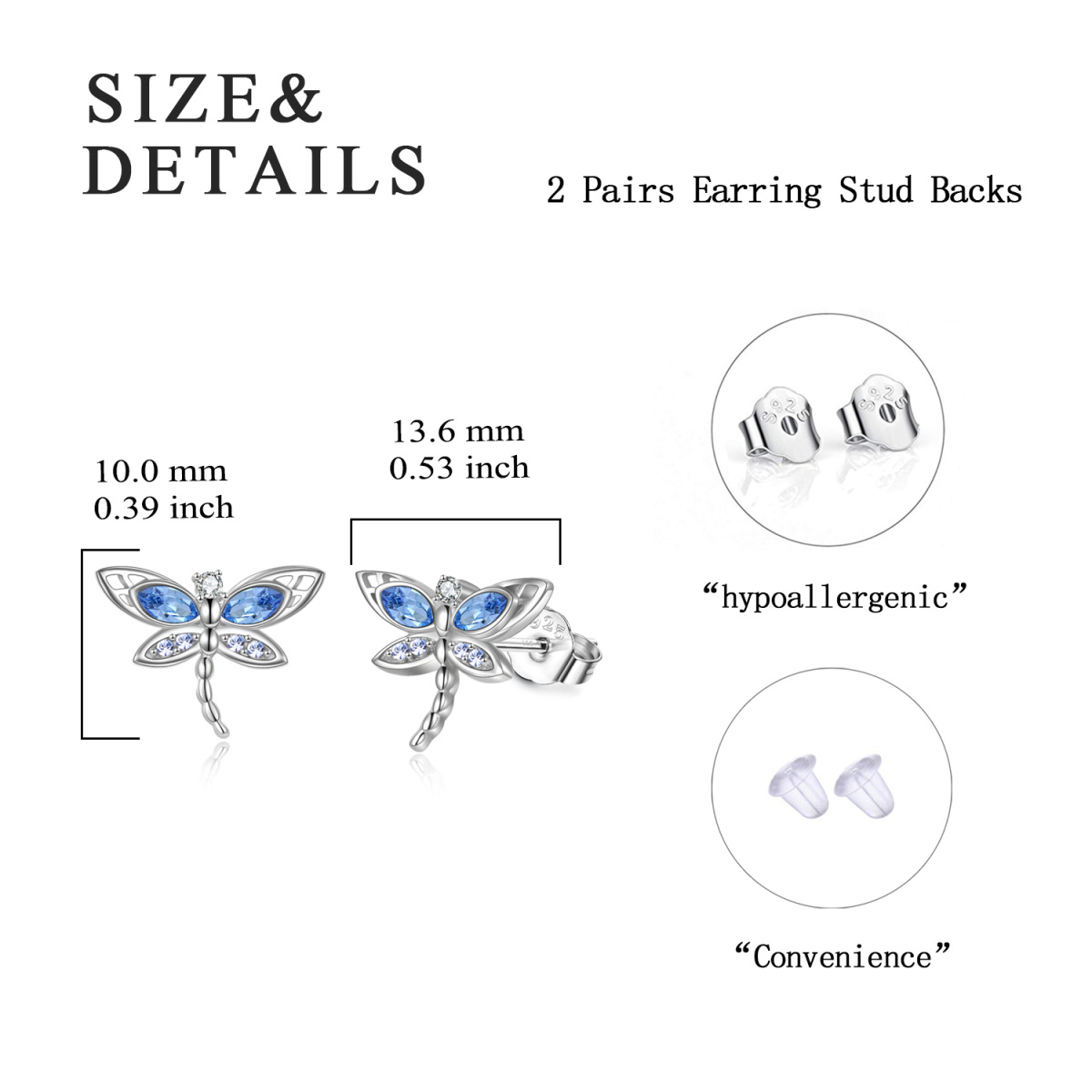 Boucles d'oreilles libellule en argent sterling et cristal-5