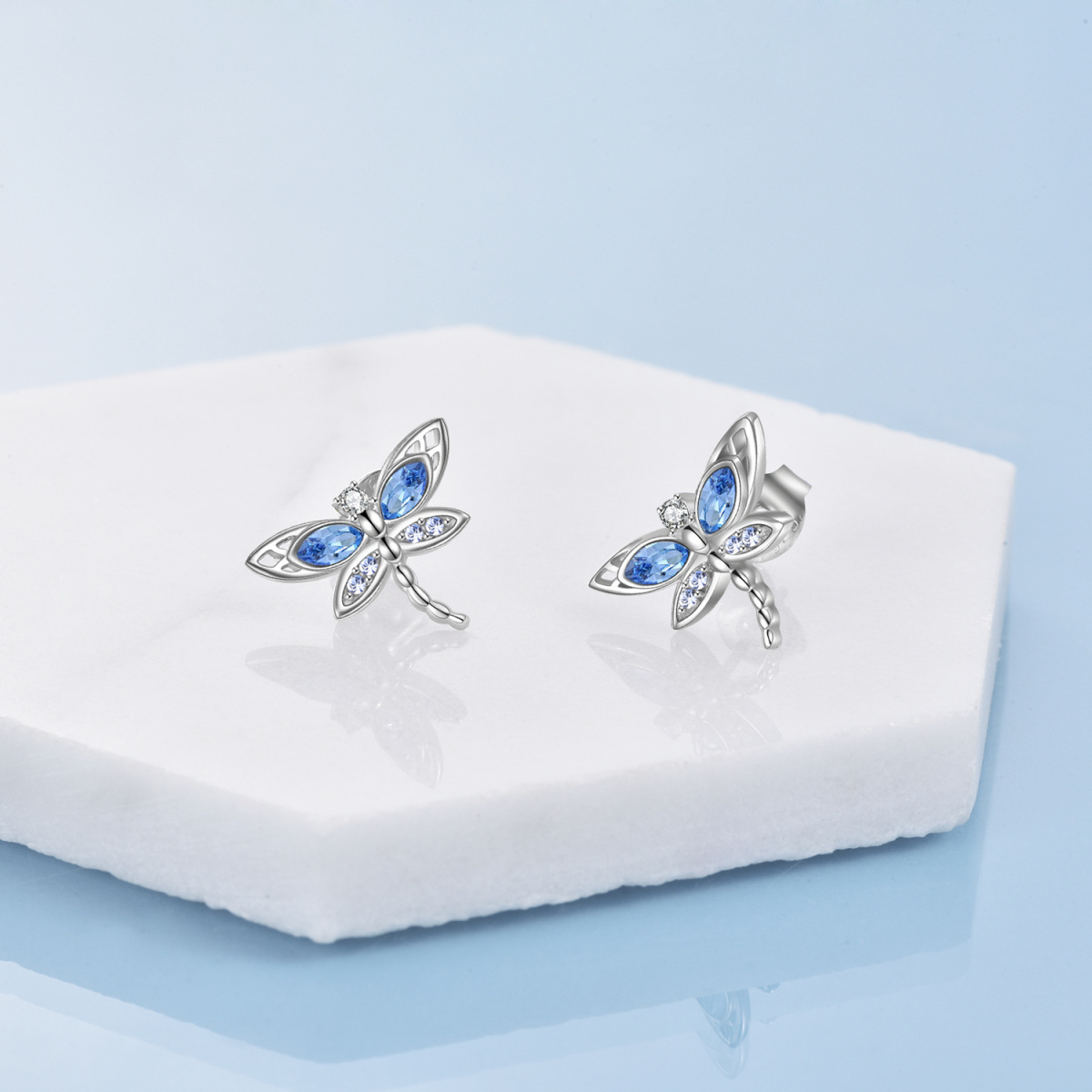 Boucles d'oreilles libellule en argent sterling et cristal-3