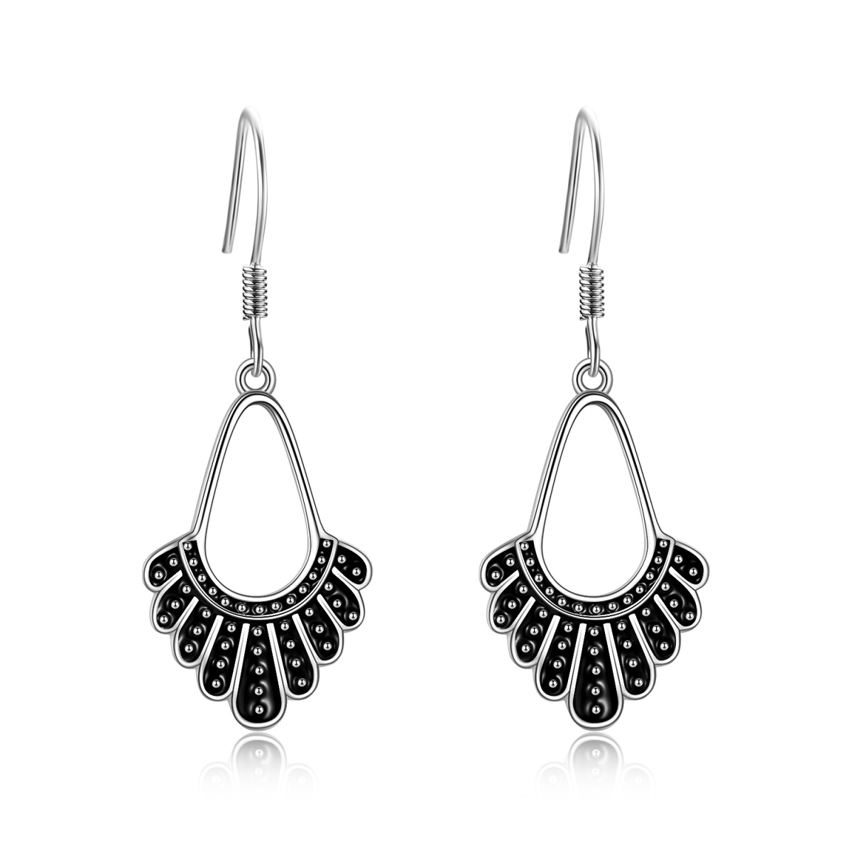 Sterling Silver Sector Drop Earrings-1