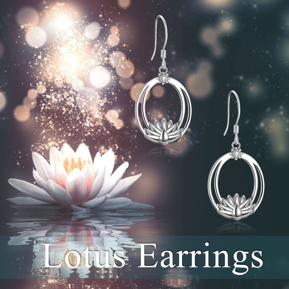 Sterling Silver Lotus Drop Earrings-6