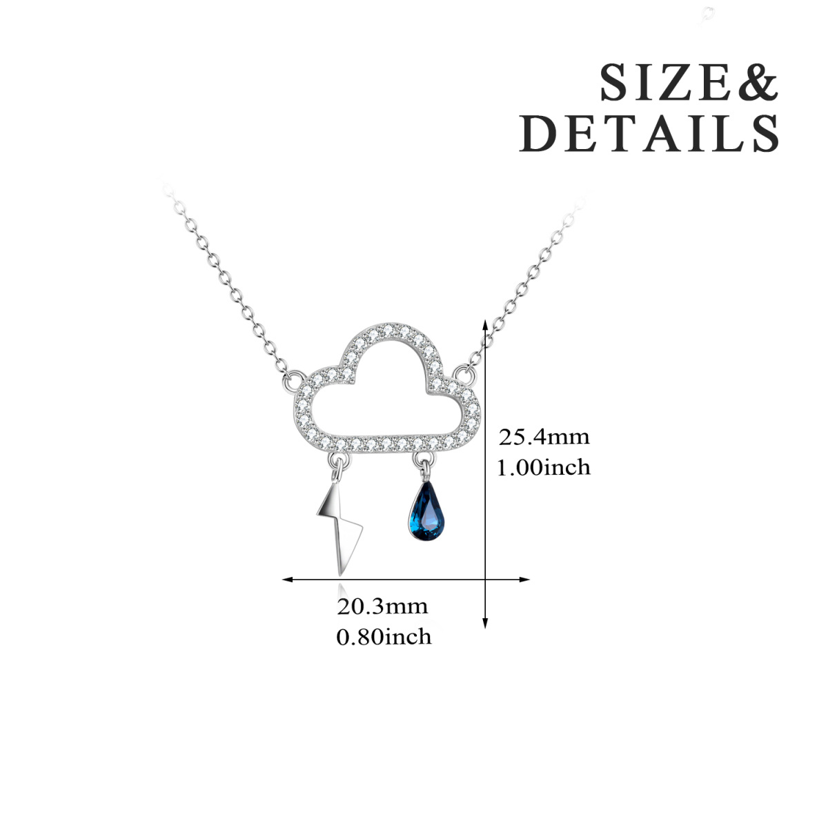 Sterling Silver Crystal Clouds Pendant Necklace-4