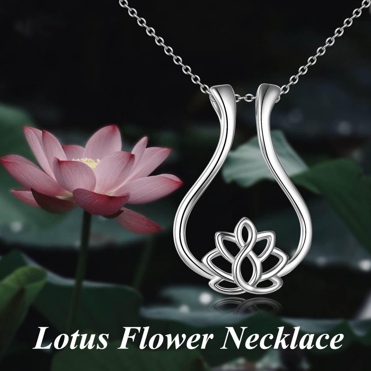 Sterling Silver Lotus & Ring Holder Pendant Necklace-6