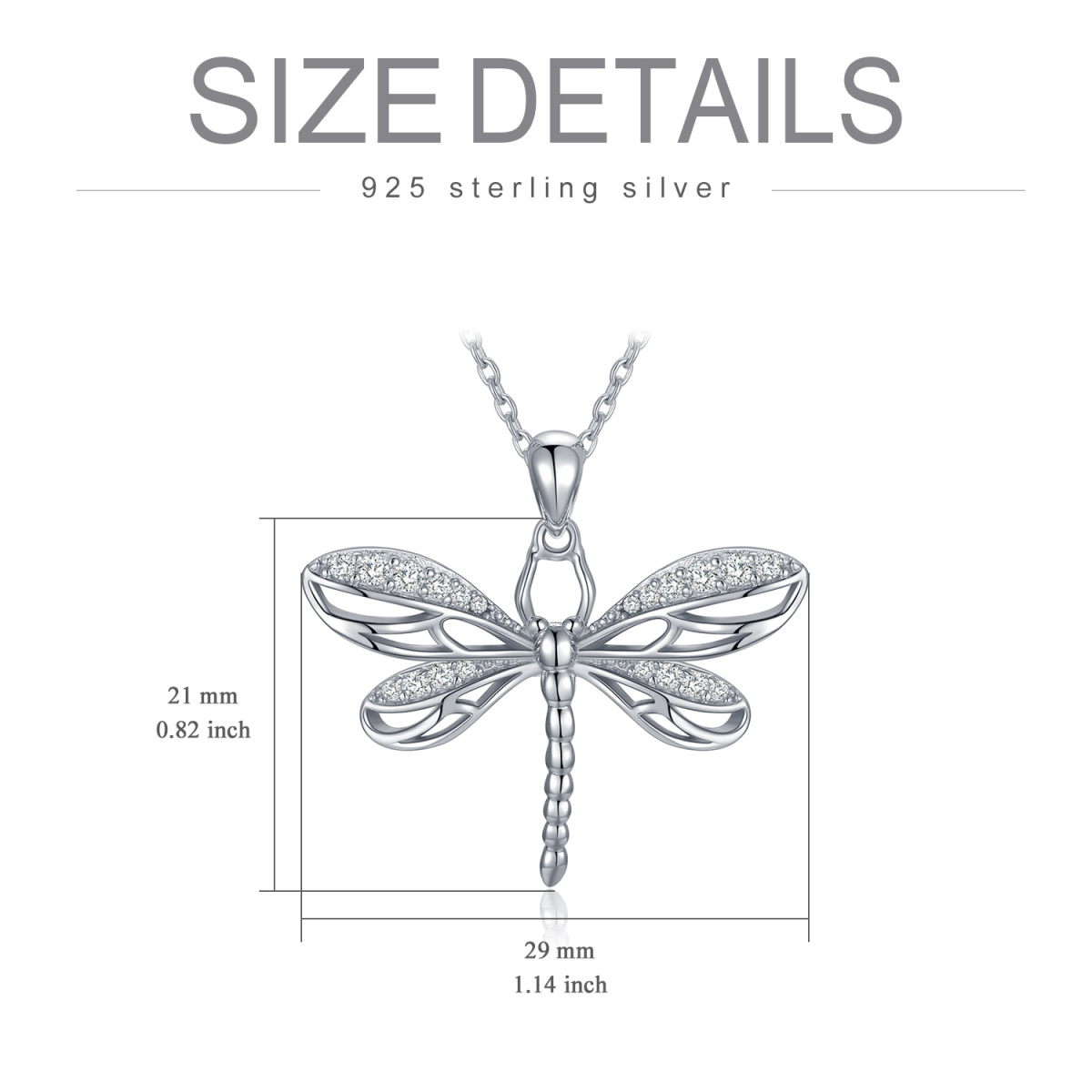Sterling Silber Cubic Zirkonia Libelle Anhänger Halskette-6