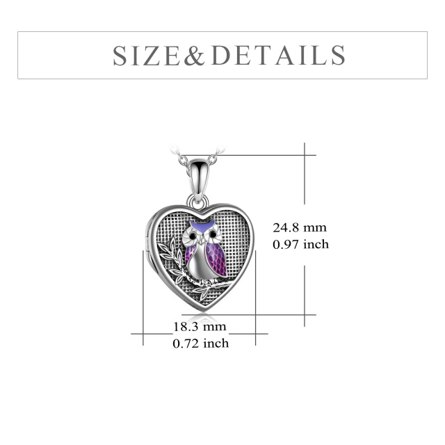 Sterling Silver Owl & Heart Personalized Photo Locket Necklace-5