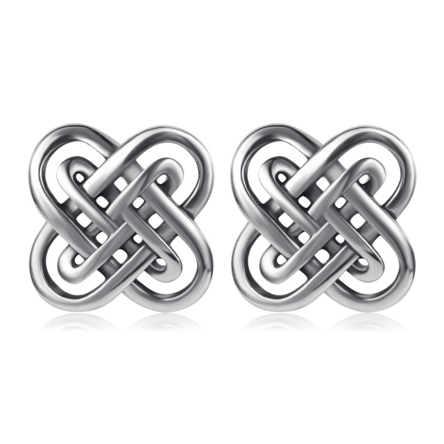 Sterling Silver Celtic Knot Stud Earrings-1