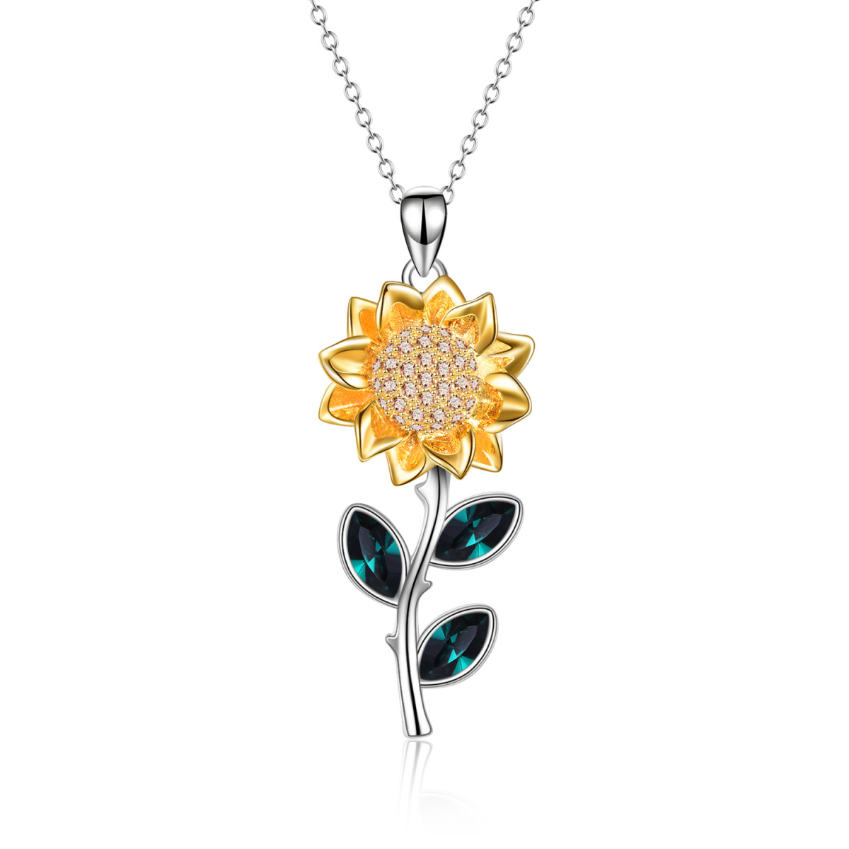 Collier en argent sterling avec pendentif tournesol en zircon-1