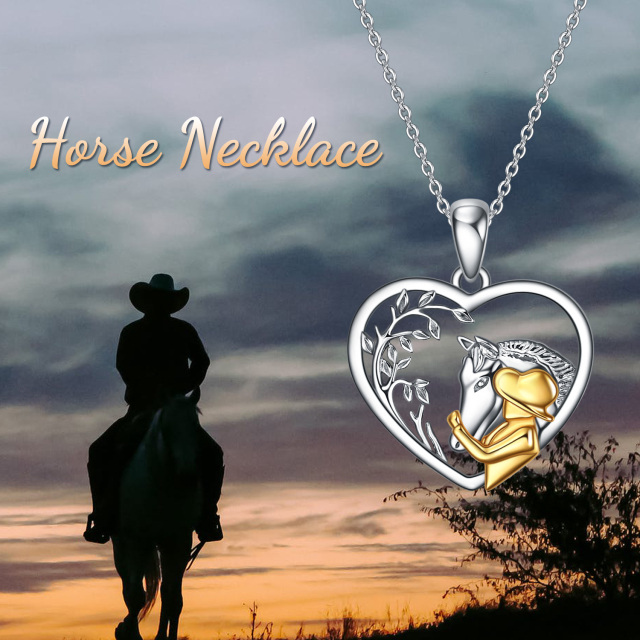 Sterling Silver Horse Pendant Necklace-2