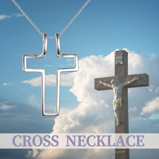 Sterling Silver Cross & Ring Holder Pendant Necklace-5